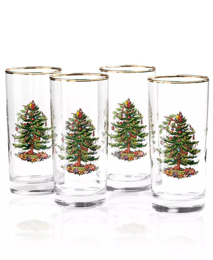 Christmas Tree Glassware Highball Glass, Set of 4 | Macy's