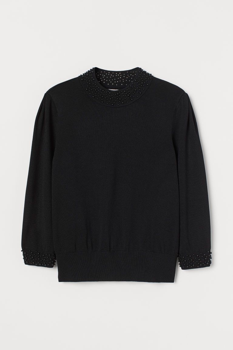 H & M - Beaded Sweater - Black | H&M (US + CA)