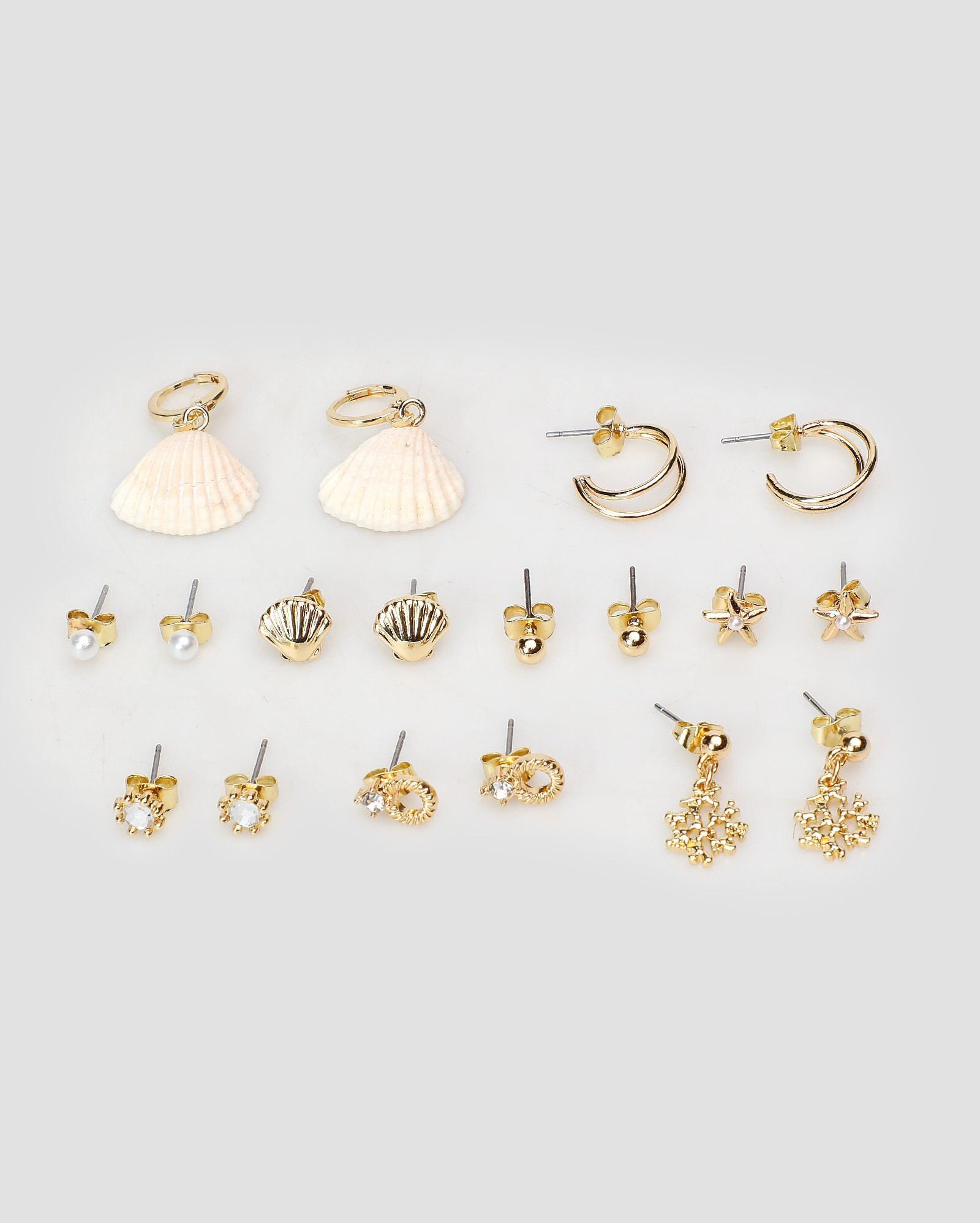 Kit brinco feminino 9 pares tropicais dourado | Accessori by Riachuelo | Riachuelo (BR)