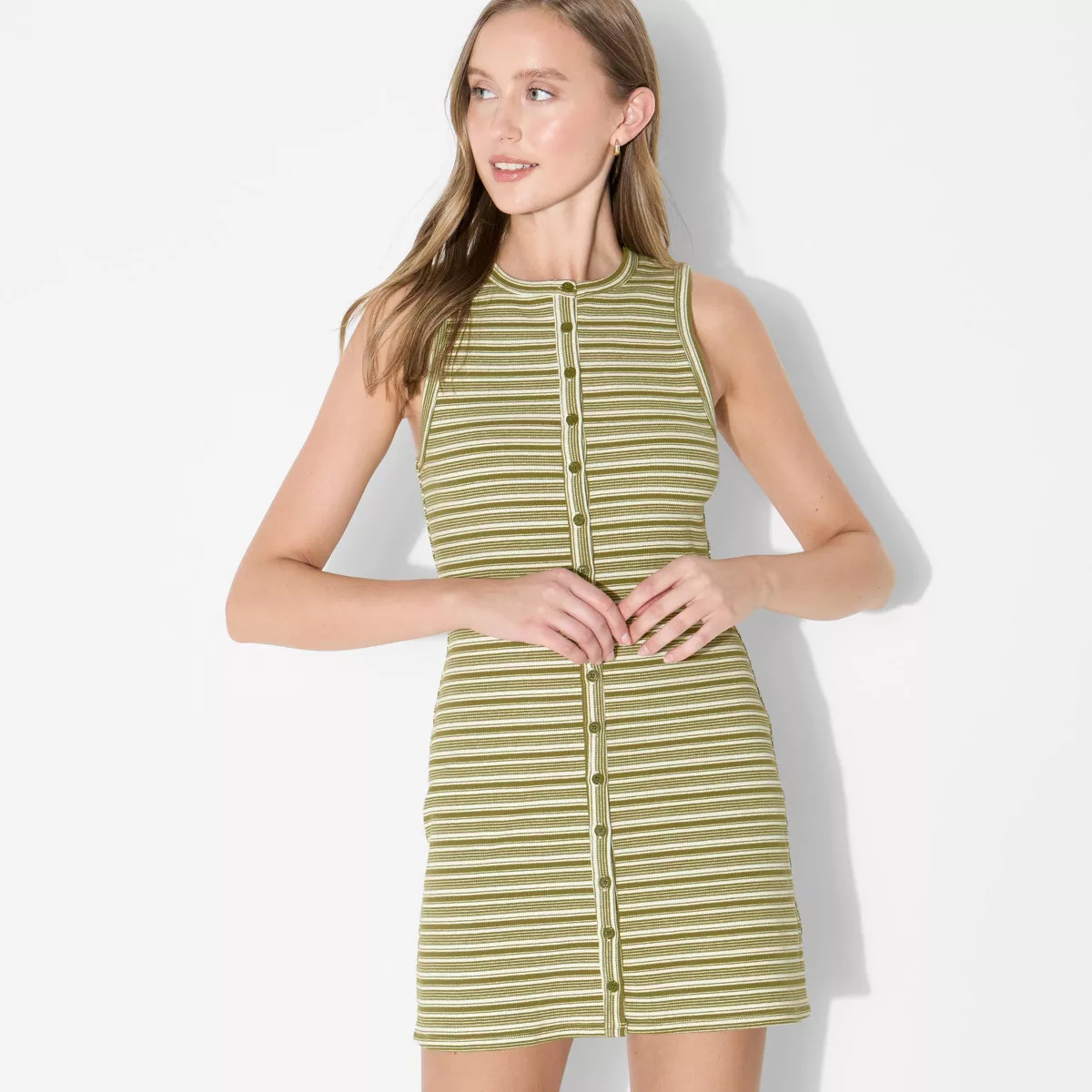 Women's Button-Front Ribbed Mini Skater Dress - Wild Fable™ | Target