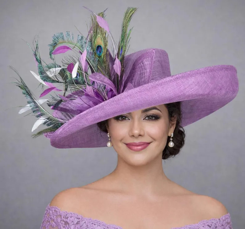 Wide Brim Kentucky Derby Hat, Ascot Hat for Wedding & Tea Party, Garden Party Hat, Mother of the ... | Etsy (US)