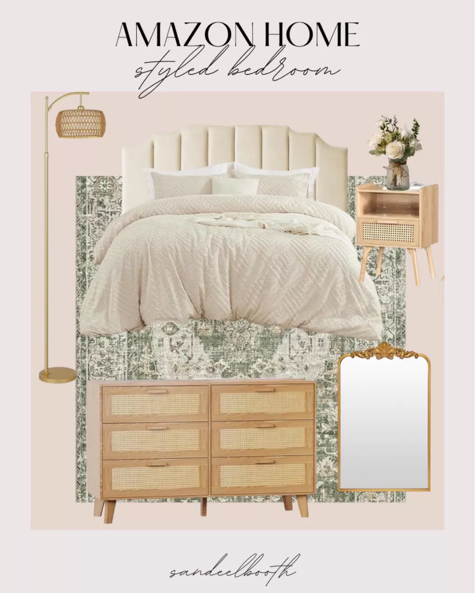 Amazon always has the cutest room decor !! I am OBSSESSED !! 😍 Amazon finds - Room decor - Amazon home - Room inspo - Green rug - white bedding - bedroom -

