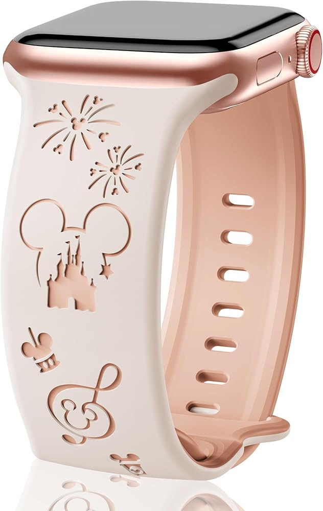 Cute Cartoon Two-Tone Engraved Bands Compatible with Apple Watch 38mm 40mm 41mm 42mm 44mm 45mm 46... | Amazon (US)