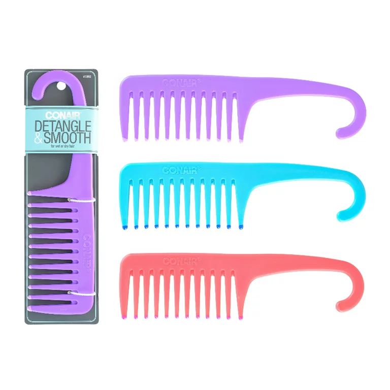 Conair Detangle & Smooth Hanging Shower Comb for Wet Hair with Easy Grip Handle, Colors Vary | Walmart (US)