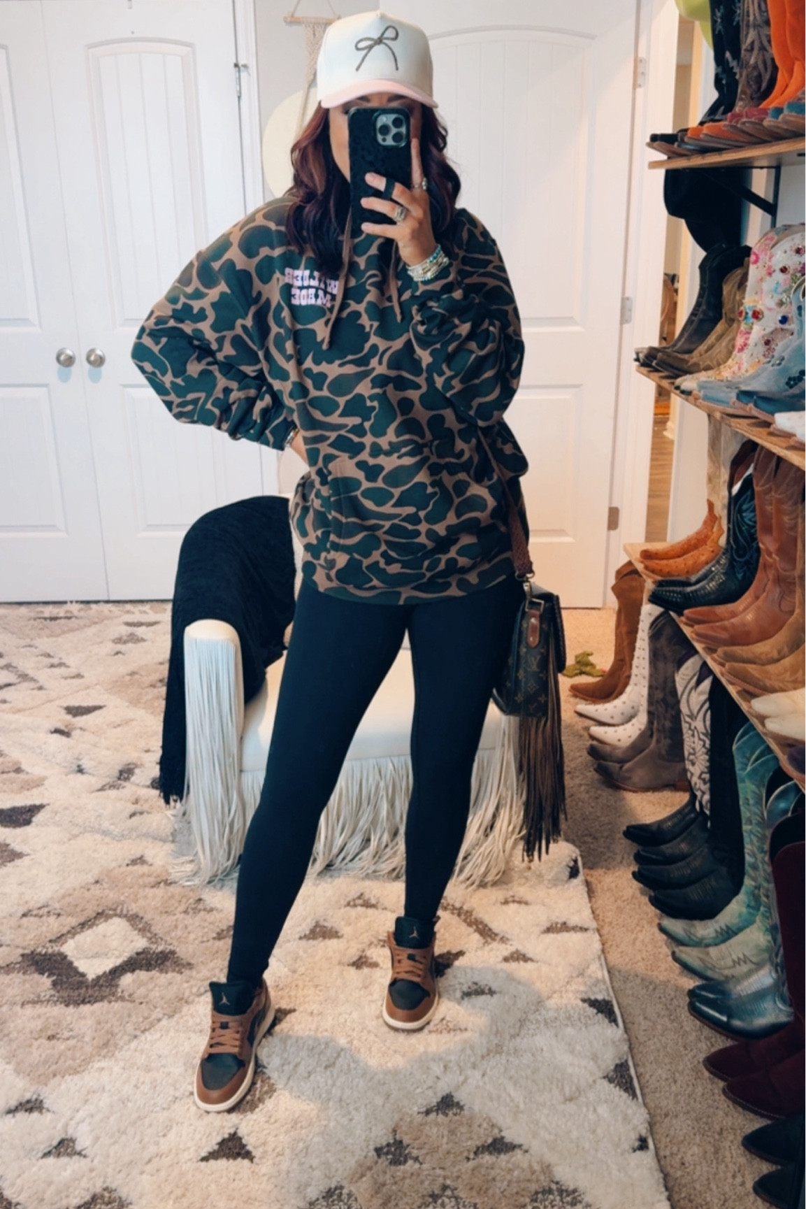 Camo hoodie travel outfit - Amazon leggings - Nike Jordan’s  for fall  fall sneaker - casual
Fall outfit 

#LTKFindsUnder100 #LTKStyleTip #LTKFindsUnder50