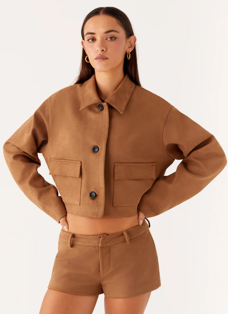 Gio Crop Jacket - Brown | Peppermayo (Global)