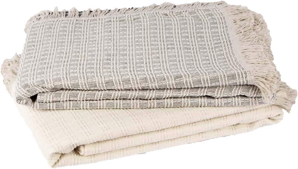 2 Pack Turkish Throw Blanket Set - Multi Purpose Large Size Indoor Outdoor Blanket - Farmhouse Bl... | Amazon (US)