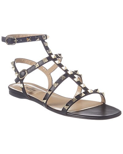Rockstud Caged Leather Ankle Strap Sandal | Gilt