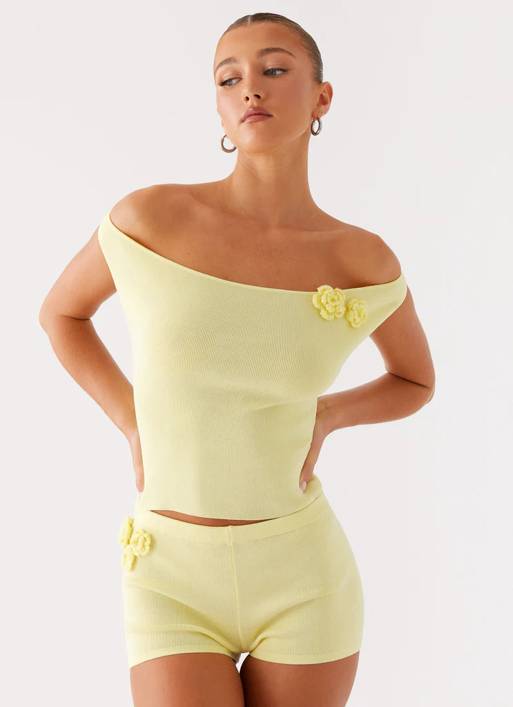 Aliah Knit Shorts - Yellow | Peppermayo (Global)