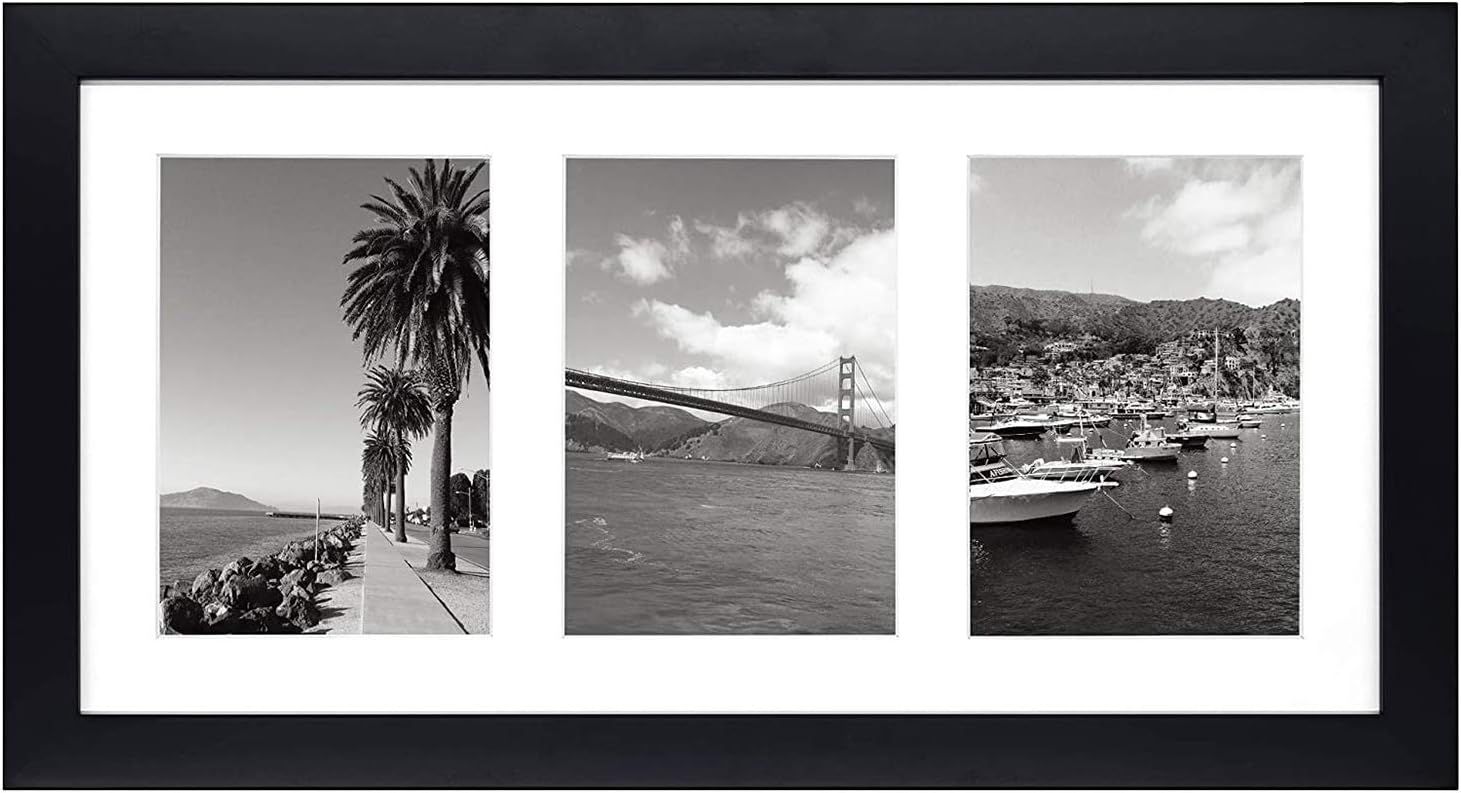 Golden State Art, 9x18 Black Wood Frame - White Mat for Three 5x7 Pictures - Sawtooth Hangers- Sw... | Amazon (US)