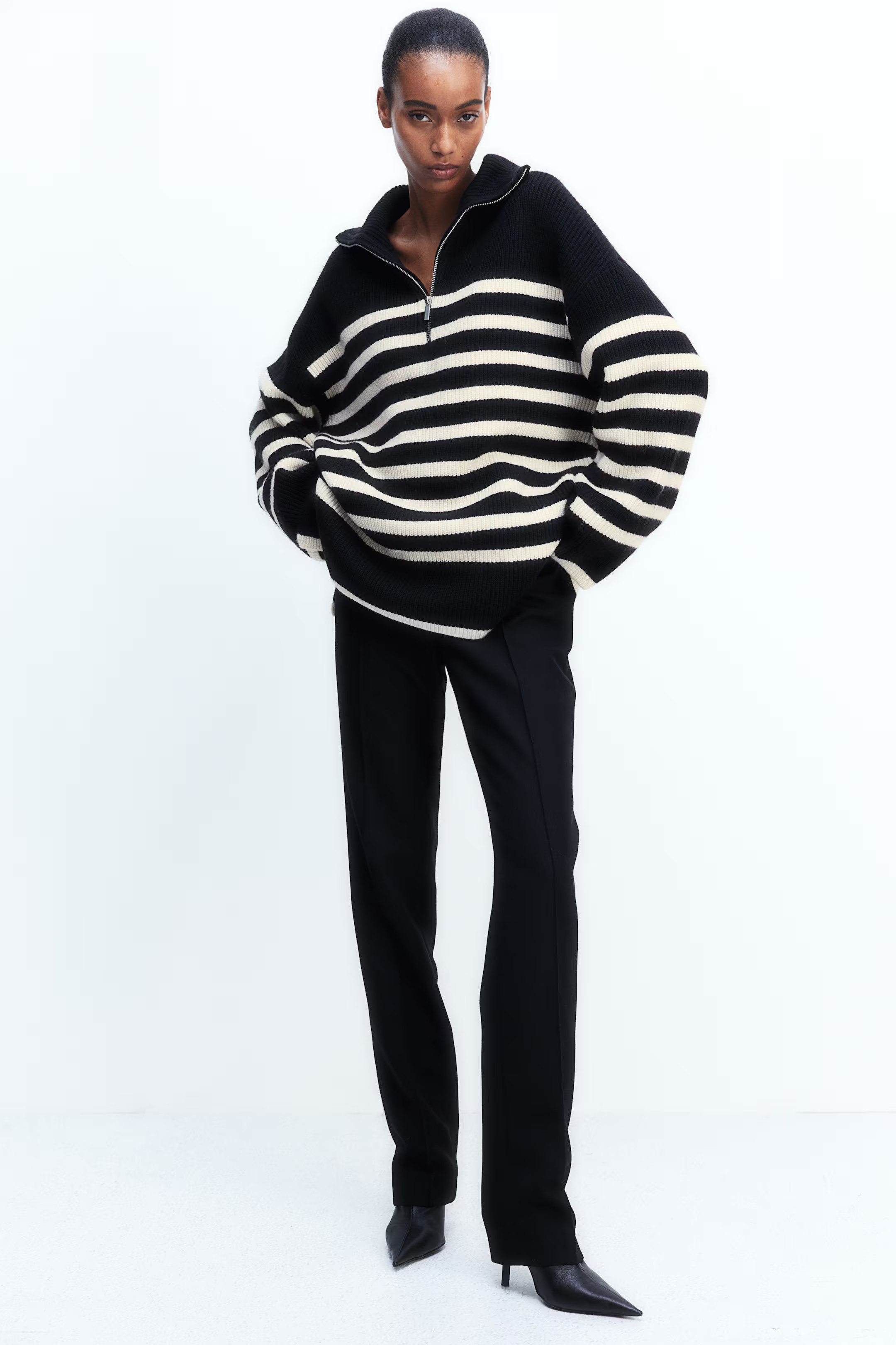Zip-top rib-knit jumper | H&M (UK, MY, IN, SG, PH, TW, HK)