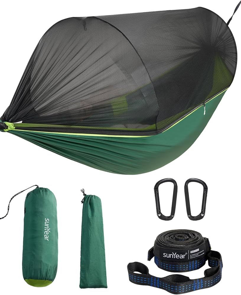 Sunyear Camping Hammock with Spacious Net, Single/Double,Outdoor&Indoor | Amazon (US)