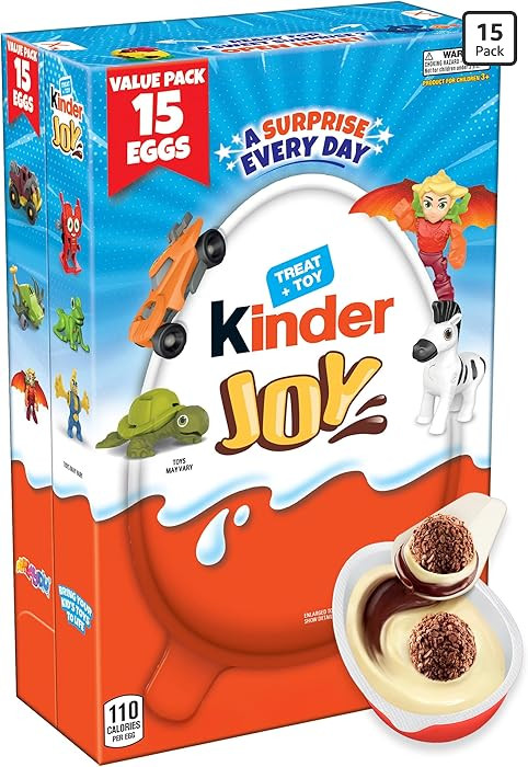 Kinder Joy Eggs, Treat Plus Toy, Chocolatey Wafer Bites, Individually Wrapped, 15 Count, 10.5 oz | Amazon (US)