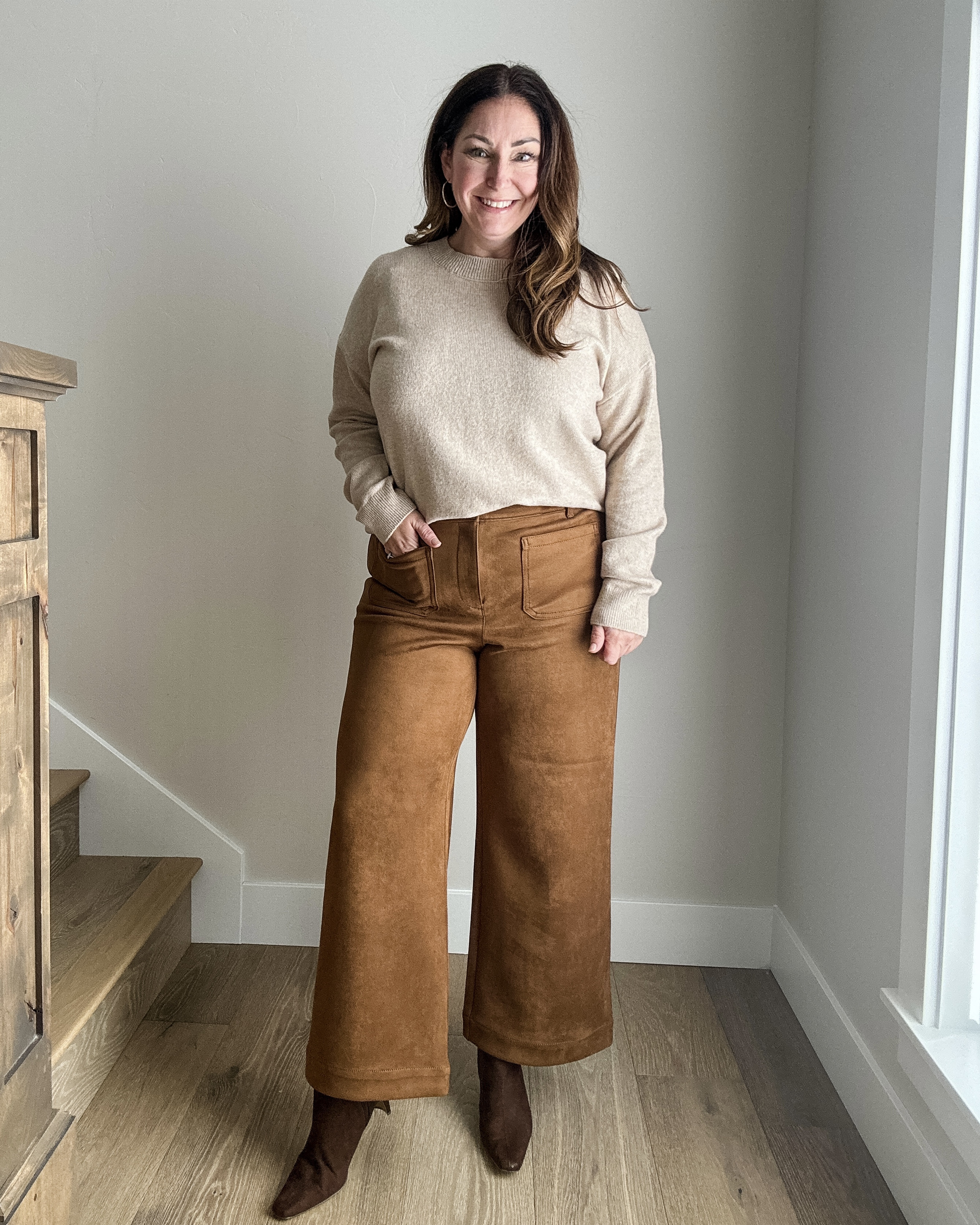 Loft Winter Outfit with Suede Wide Leg Palmer Pants and cozy sweater //
Fit Tips: sweater tts, L // pants size up if in-between, 14

#loftstyle #everydaylook #fallfashion #winteroutfit #businesscasual  

 

#LTKMidsize #LTKFindsUnder100 #LTKWorkwear