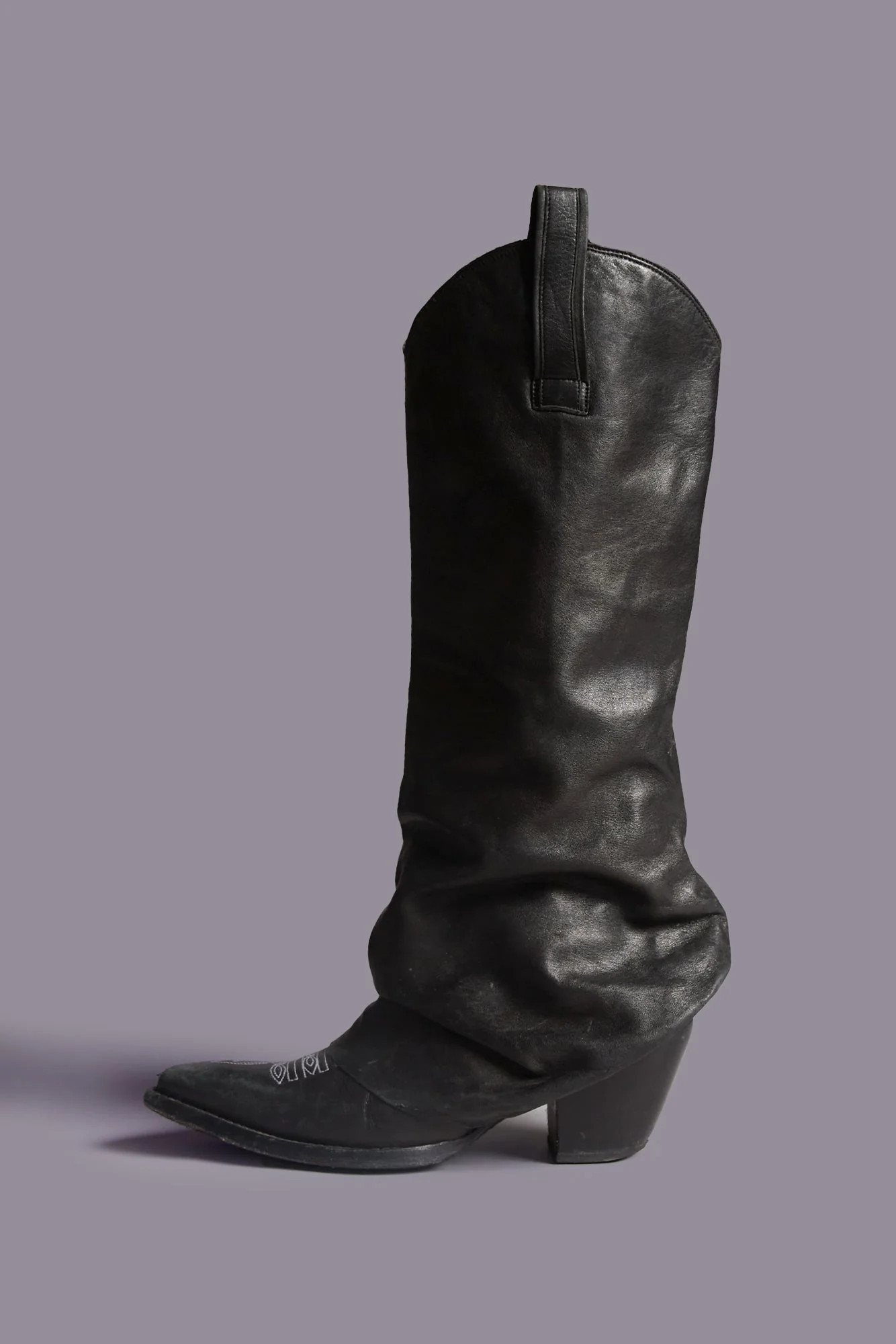 R13 Mid Cowboy Boots With Sleeve - Black Leather / 41 | R13