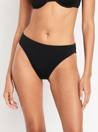 Mid-Rise Textured Bikini Swim Bottoms | Old Navy (US)