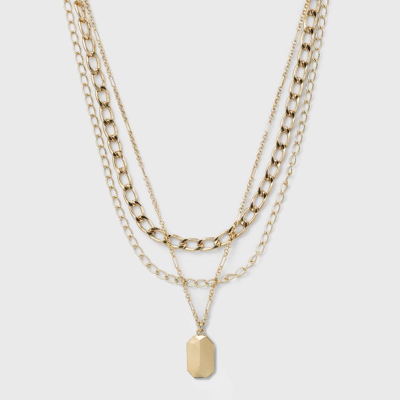 3 Row Chunky Chain Necklace - A New Day™ Gold | Target