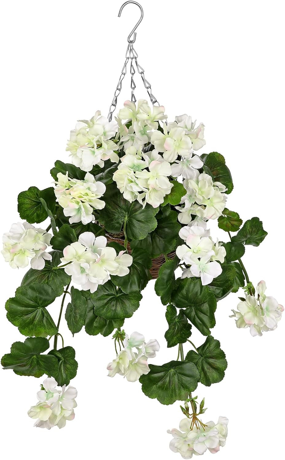 Briful Realistic Geraniums Artificial Hanging Basket for Outdoor, 23.6in Trailing Faux White Gera... | Amazon (US)