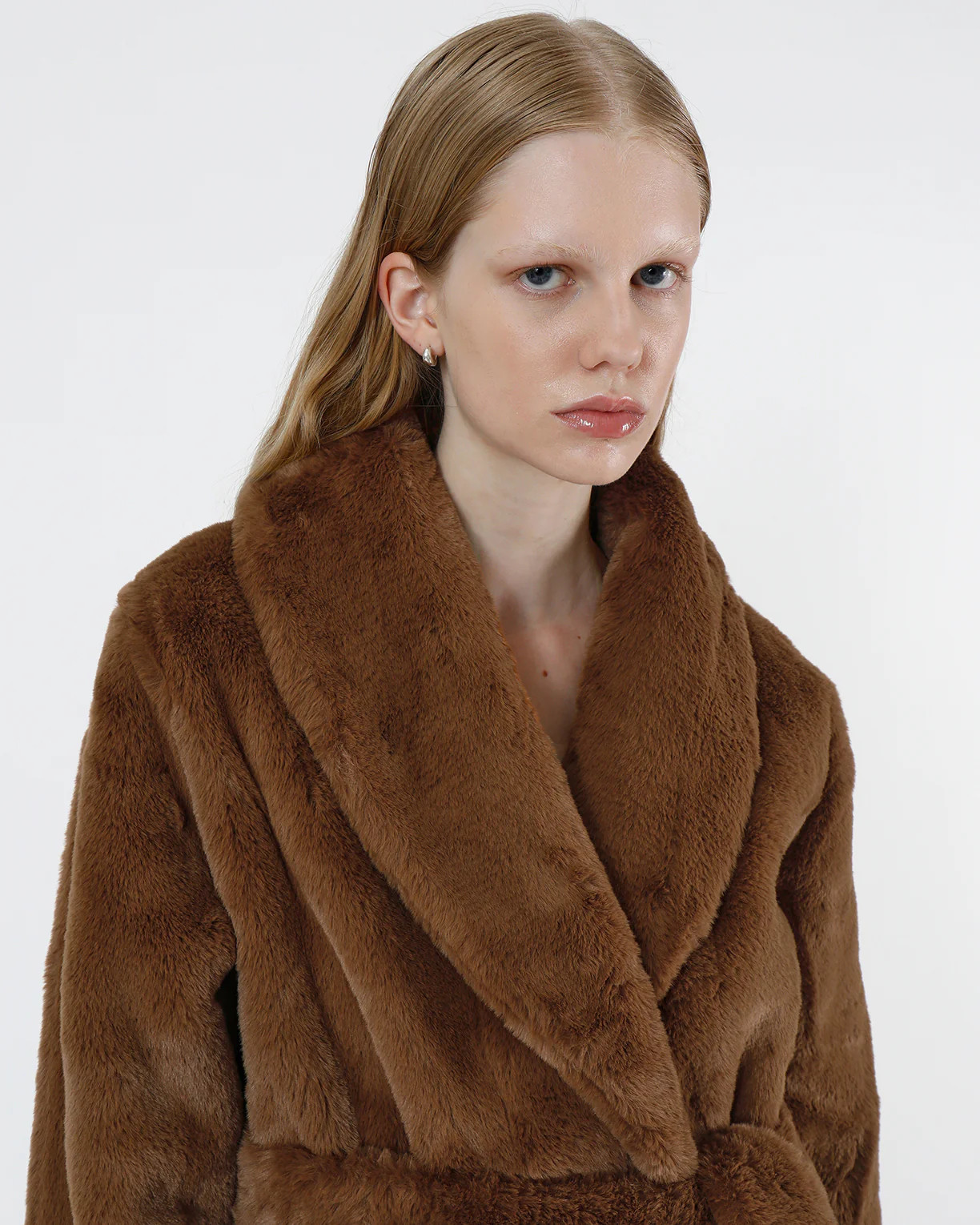 Bree Camel | Faux Fur Belted Coat | Apparis