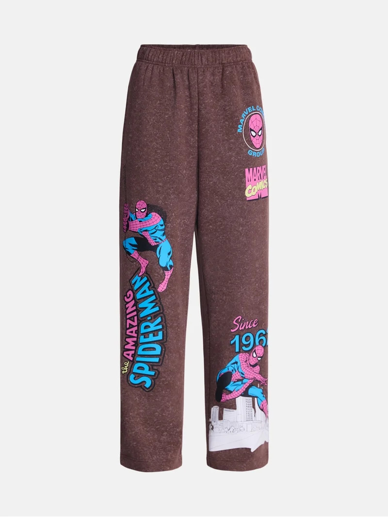 Marvel Spider-Man Women's Fleece Washed Graphic Wide Leg Jogger Pants, Sizes XXS-XXL | Walmart (US)