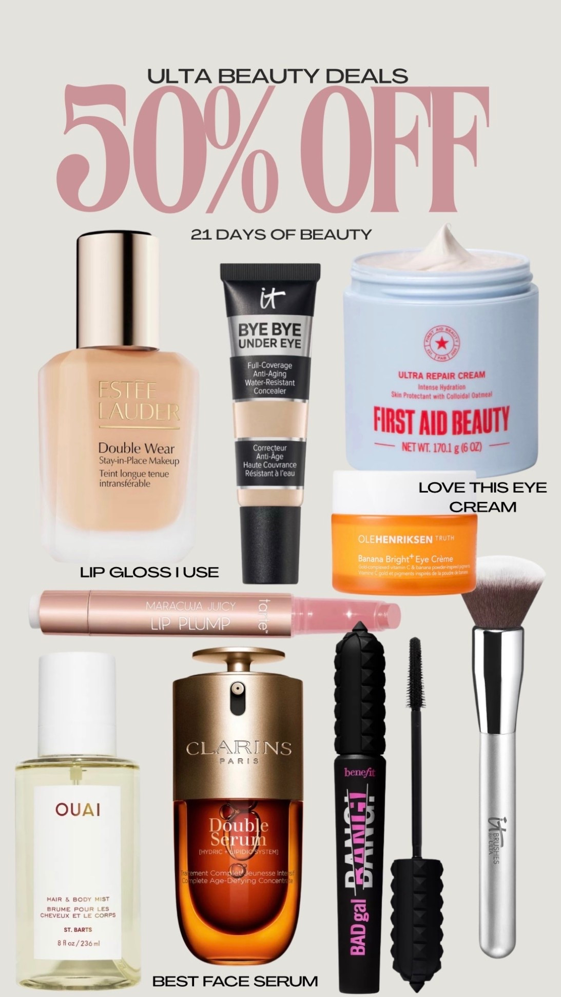 Ulta 50% off beauty deals

#LTKgrwm #LTKSaleAlert #LTKBeauty