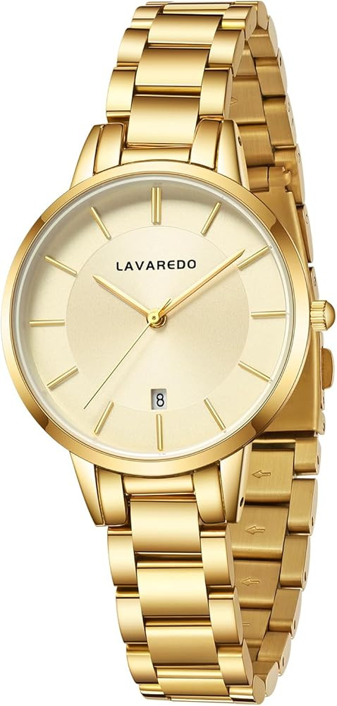 L LAVAREDO Women's Bracelet Watch,Dainty Luxury Gold Watches for Women with Easy Read Date Dial,W... | Amazon (US)