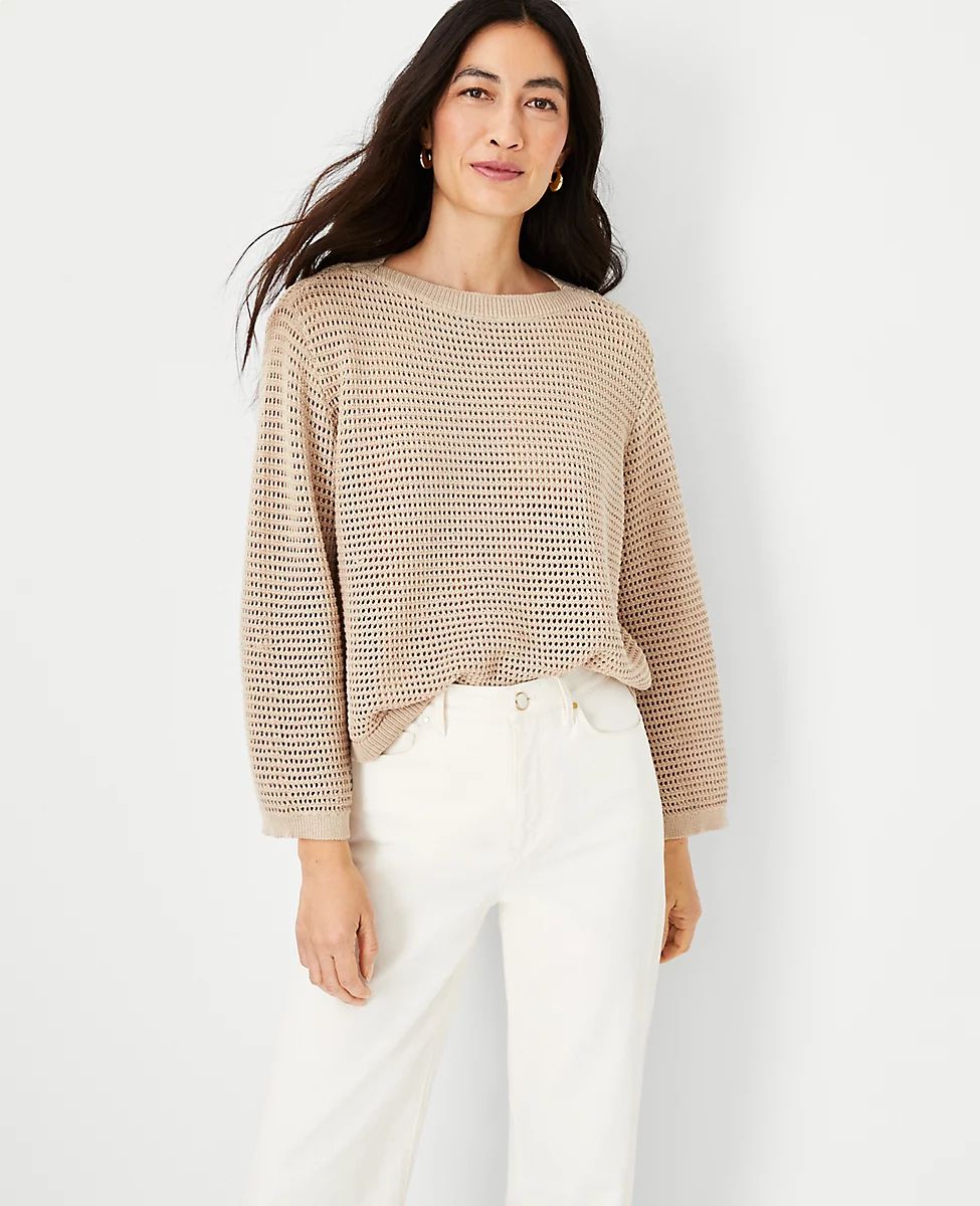 Mesh Stitch Relaxed Sweater | Ann Taylor (US)