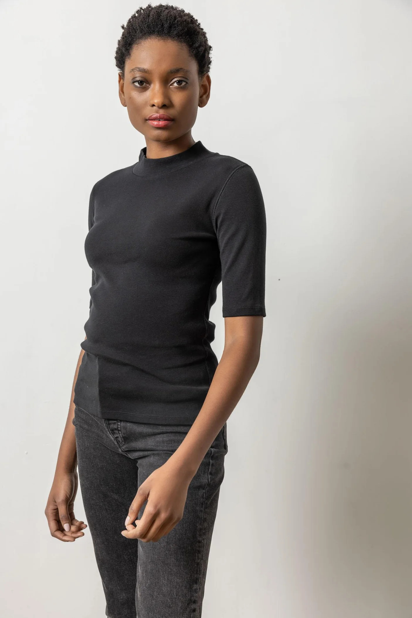 Elbow Sleeve Mock Neck | Lilla P
