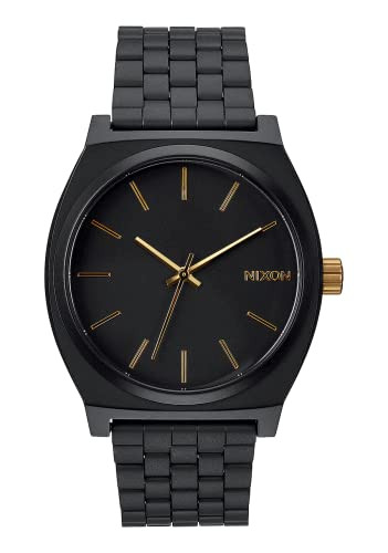 NIXON Time Teller A045 - Matte Black / Gold - 100m Water Resistant Men's Analog Fashion Watch (37mm Watch Face, 19.5mm-18mm Stainless Steel Band) | Amazon (US)