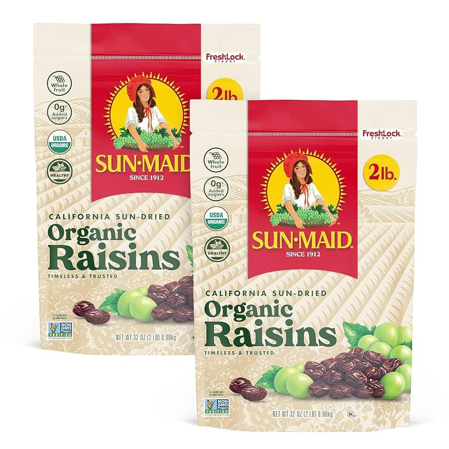 Sun-Maid Organic California Sun-Dried Raisins - (2 Pack) 32 oz Resealable Bag - Organic Dried Fru... | Amazon (US)