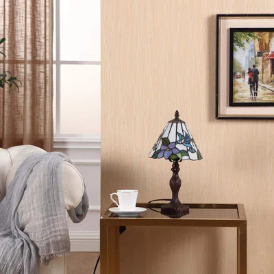 Handmade Tiffany Style Blue Stained Glass Dome Table Lamp - Timeless Decor(One Cat, Yellow) | Wayfair North America