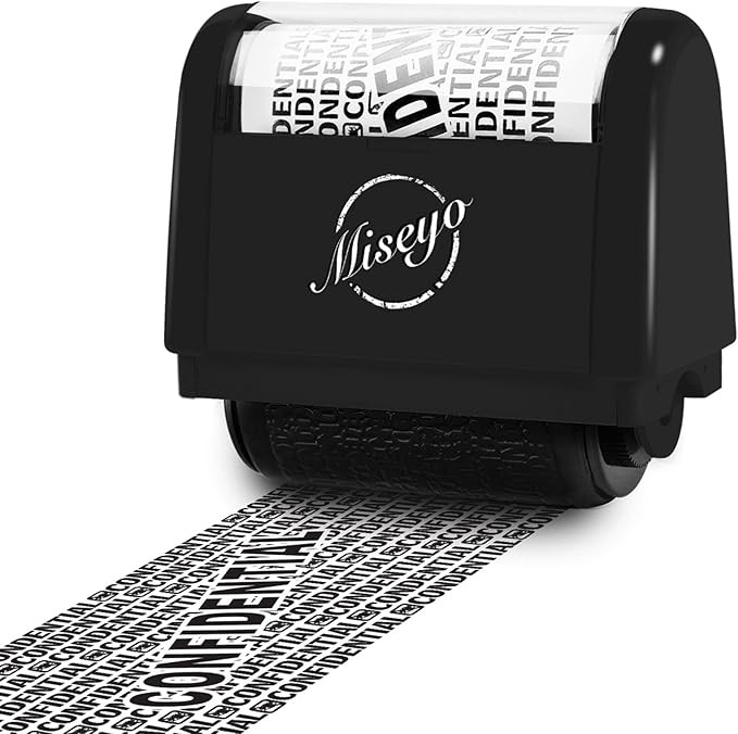 Miseyo Wide Roller Stamp Identity Theft Stamp 1.5 Inch Perfect for Privacy Protection - Black | Amazon (US)