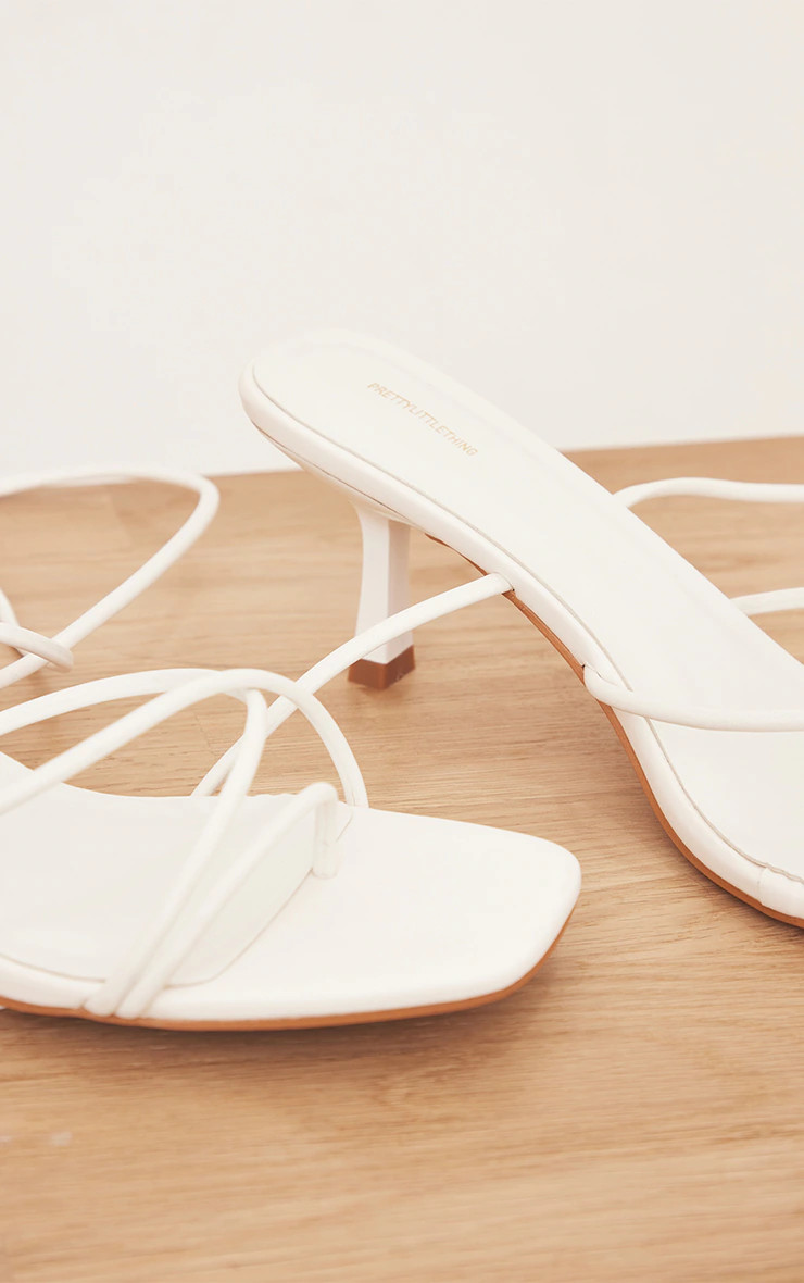 White Strappy Lace Up Low Heel Sandals | Pretty Little Thing (Australia & New Zealand)