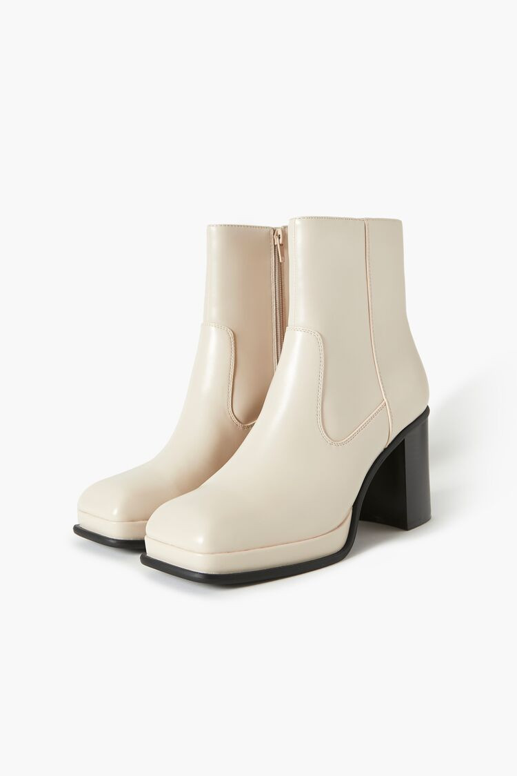 Faux Leather Square-Toe Booties | Forever 21