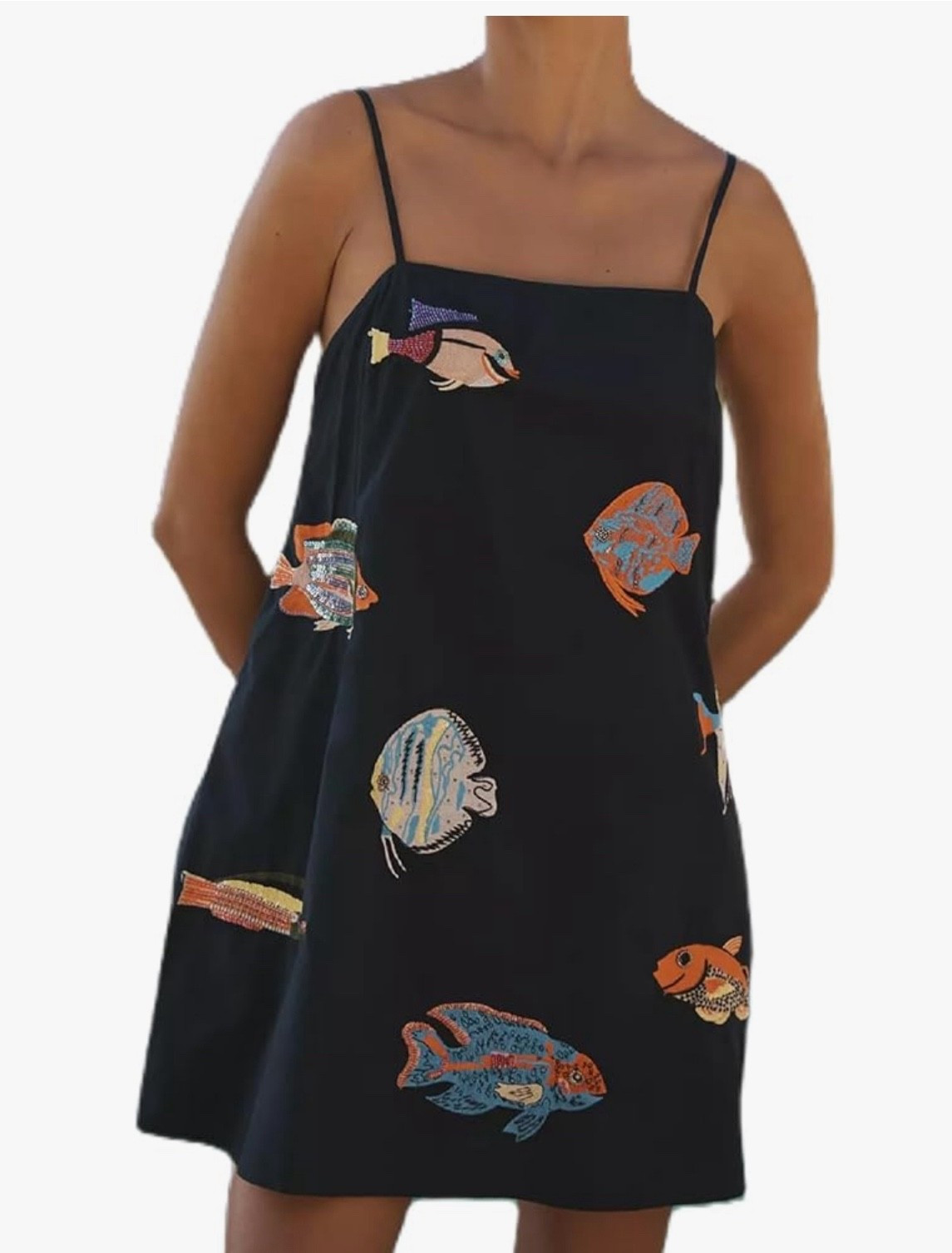 The perfect vacation dress for those hotter beach dinners! The fish are high quality and embroidered. The dress is a very loose and airy fit! 

#LTKFindsUnder50 #LTKStyleTip #LTKTravel
