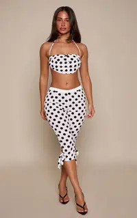 White Polka Dot Tailored Capri Trousers Co-ord | PrettyLittleThing USA | PrettyLittleThing US