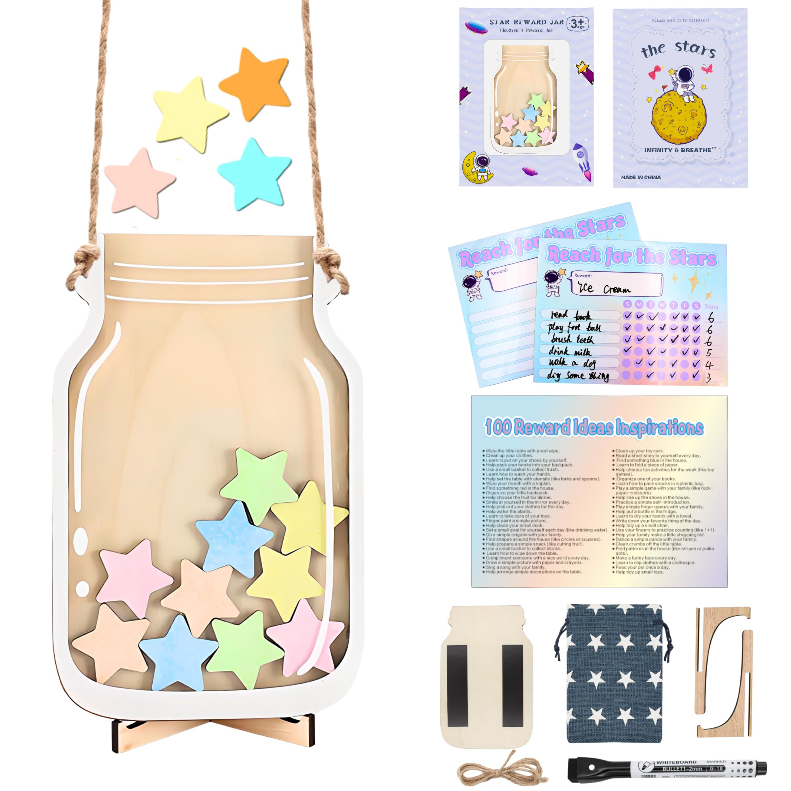 Magnetic Reward Jar, Star Reward Jar Set for Kids Potty Training Reward Jar System for Classroom,... | Amazon (US)