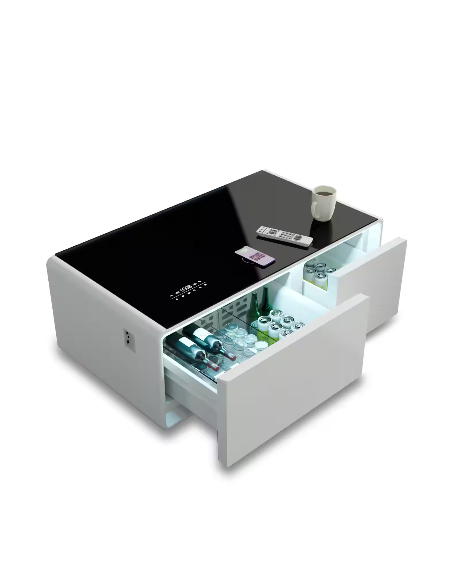 Livtab - Smart Coffee Table with Refrigerated Drawers, Wireless Charging, Bluetooth Speaker, Ideal for Modern Living Spaces - WHITE | Best Buy U.S.
