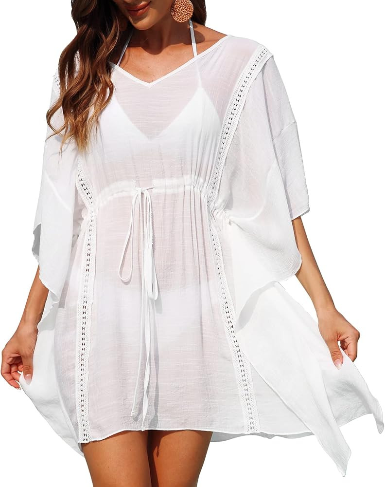 Jodimitty Women's Swimwear Cover Up Chiffon Beachwear Swimsuit Bikini Beach Coverups Dress | Amazon (US)