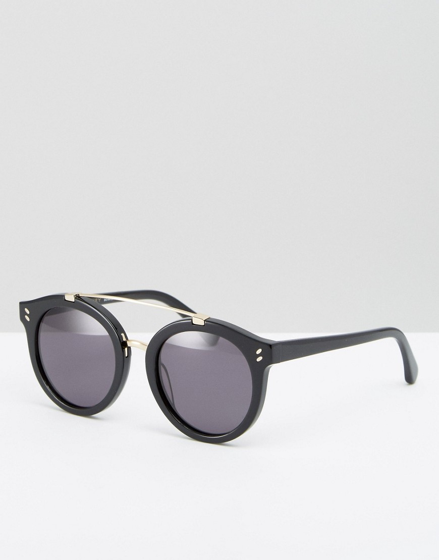 Stella McCartney Round Sunglasses with Metal Brow Bar-Black | ASOS (Global)