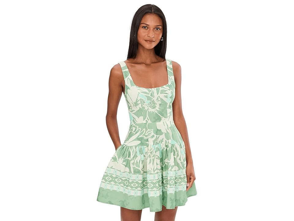 Avec Les Filles Bustier Mini Dress With Full Skirt Women's Dress Sage Poppy Lilly : 10, Cotton/Spandex | Zappos