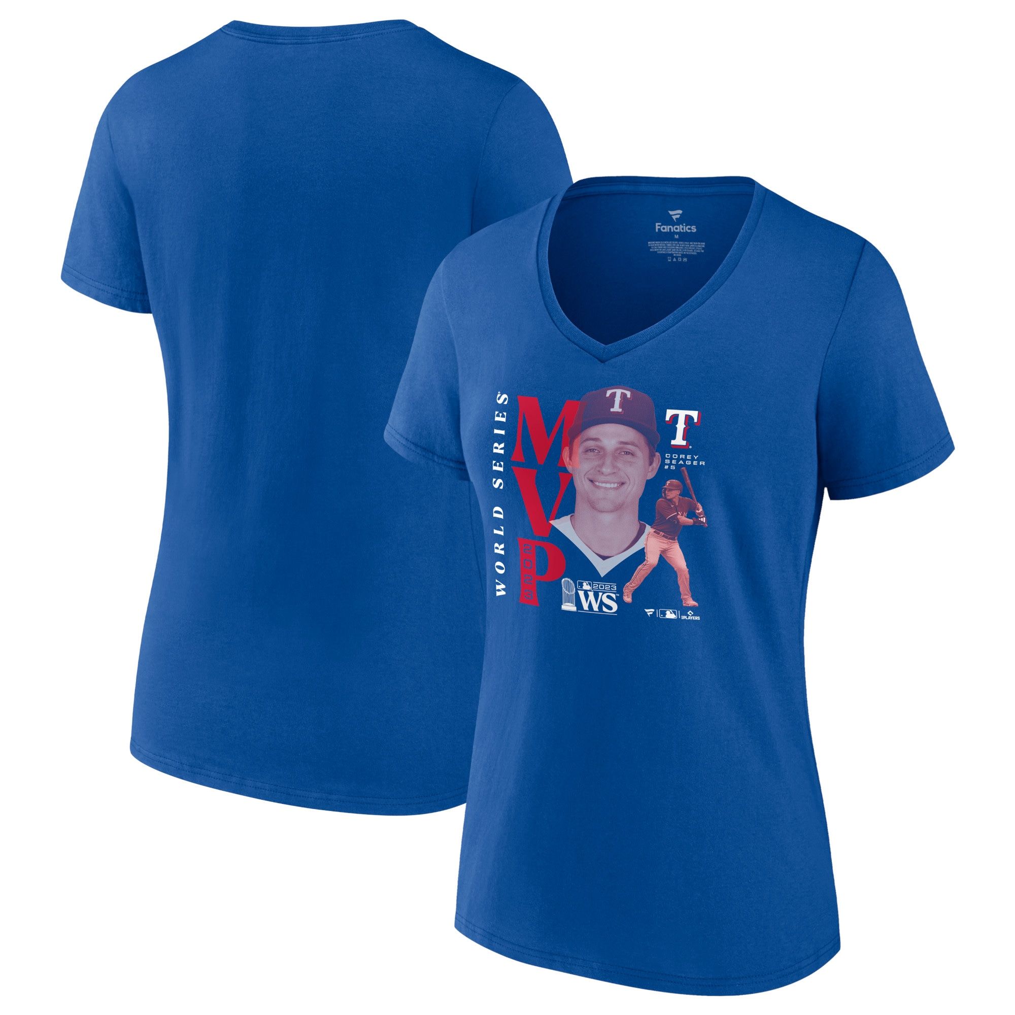 Corey Seager Texas Rangers Fanatics Branded Women's 2023 World Series Champions MVP V-Neck T-Shir... | Fanatics