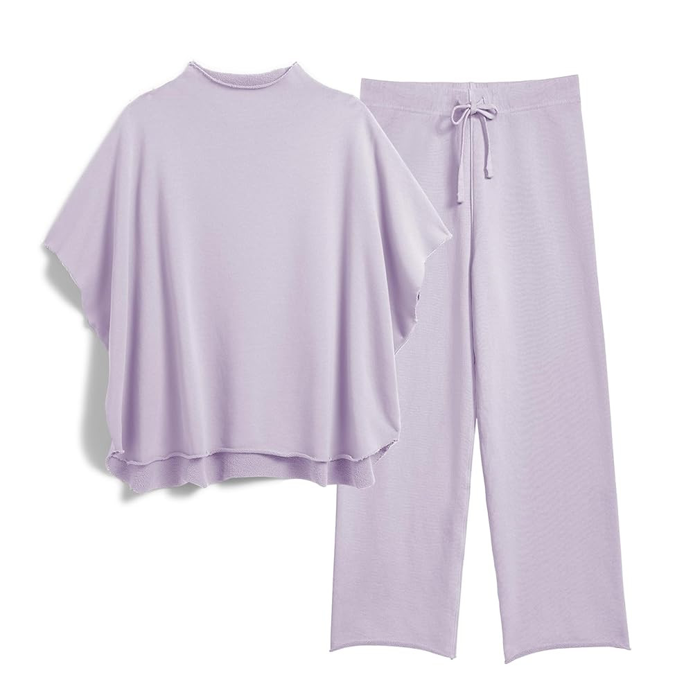 Women's Two Piece Outfits 3/4 Batwing Sleeve Capelet Crew Neck Pullover Top Wide Leg Pants Lounge... | Amazon (US)