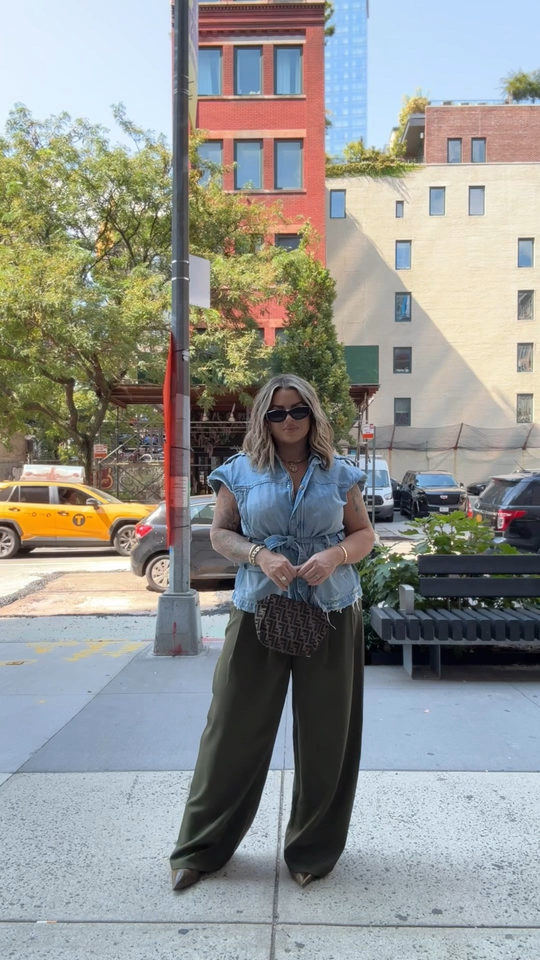 Follow sized chart on the pants. I did the xxl which is a 12 but they were really big could have just went with xl. 

Jacket I cut the sleeves off myself to make it into a vest I am wearing a size XL 

Boots size up doing a 11 

I’m 5’5 and pants run long even with a heel so def tall girl friendly. 

Bag can’t link it’s vintage fendi 

Use code shayna10 on Miranda Frye to save $ 


#LTKFindsUnder100 #LTKMidsize #LTKFindsUnder50