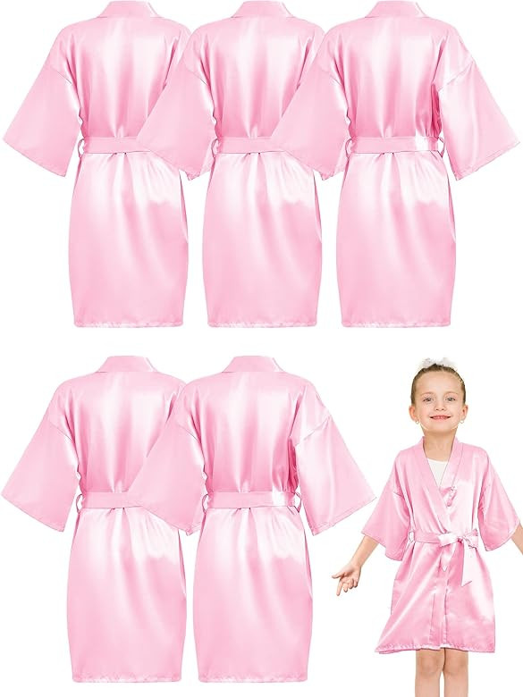 6 Pcs Girls Satin Floral Kimono Robe Spa Party Robes Flower Girl Bath Robes for Wedding Spa Birth... | Amazon (US)