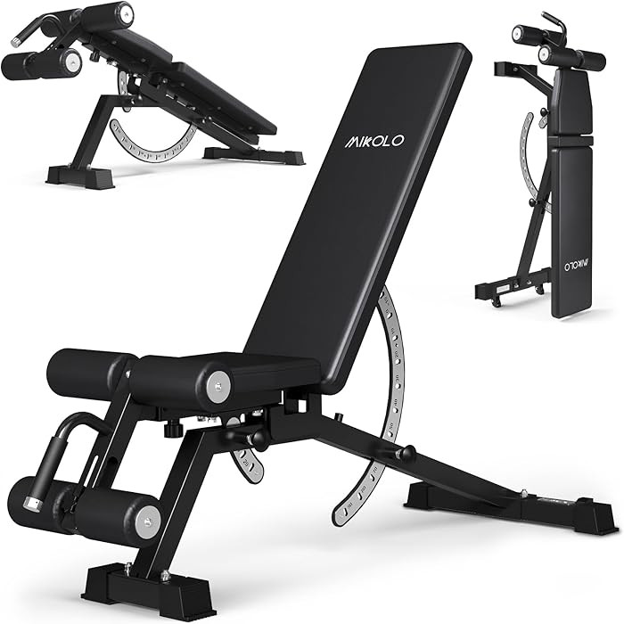Mikolo 1200LB Weight Bench, Adjustable Workout Bench with Detachable Leg Support, Vertical Storag... | Amazon (US)