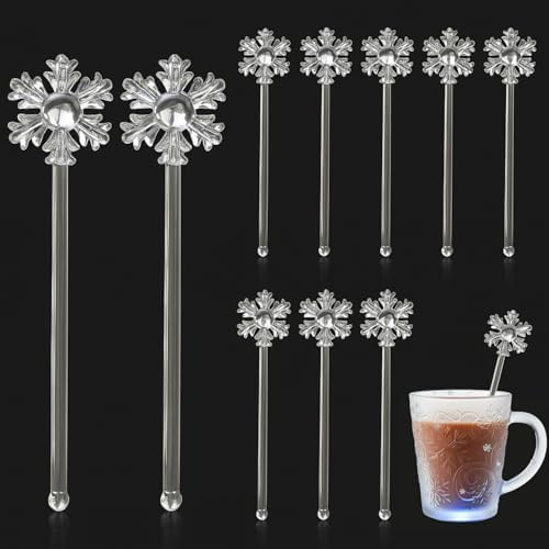 Chengu 12 Pcs Christmas Swizzle Sticks 7 Inch 3D Snowflake Glass Drink Stirrers Reusable Beverage... | Amazon (US)