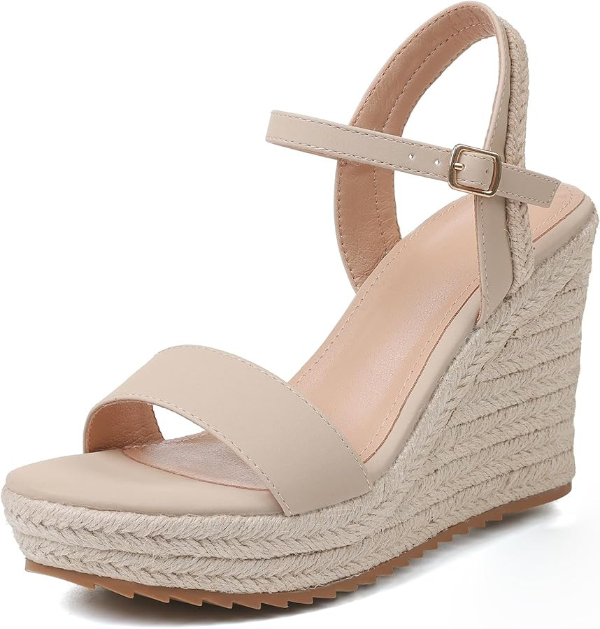 mikarka Women's Espadrille Wedge Sandals: Ankle Strap Platform Open Toe Wedges - Stylish High Hee... | Amazon (US)
