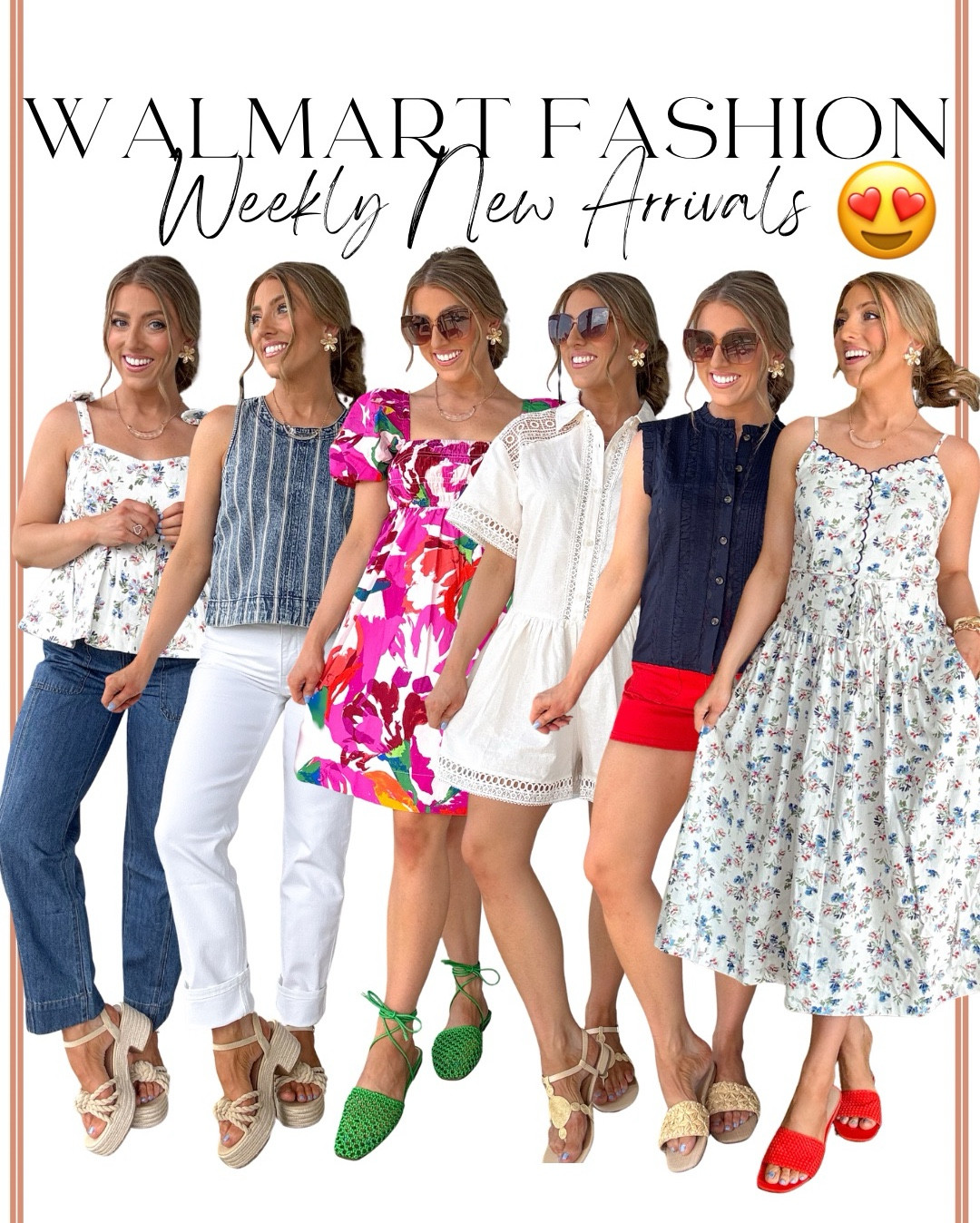 Walmart new arrivals I can’t stop talking about 😍👏 SO many good pieces this week and everything is giving high-end boutique vibes without the price tag!!

From the prettiest spring + summer dresses to easy everyday tops, lightweight sets, and the cutest statement sandals… these are the kind of finds that look like they’re from Anthro or J.Crew but are actually on Walmart 🤯

I’m especially loving all the feminine details—eyelet, florals, smocking, scallops, and the best pops of color 🌸💛❤️ plus so many versatile pieces you can dress up or down all season long!

Everything runs true to size (I’m 5’2 for reference) and a lot of these will sell out FAST—so if you see something you love, don’t wait!!

Linking everything for you 🫶

#walmartfashion #walmartnewarrivals #springstyle #summerstyle #affordablefashion #budgetfriendlyfashion #walmartfinds #ootdstyle #everydaystyle #momstyle #petitefashion #styleonabudget #lookforless #fashionfinds #casualoutfits

#LTKootd #LTKPetite