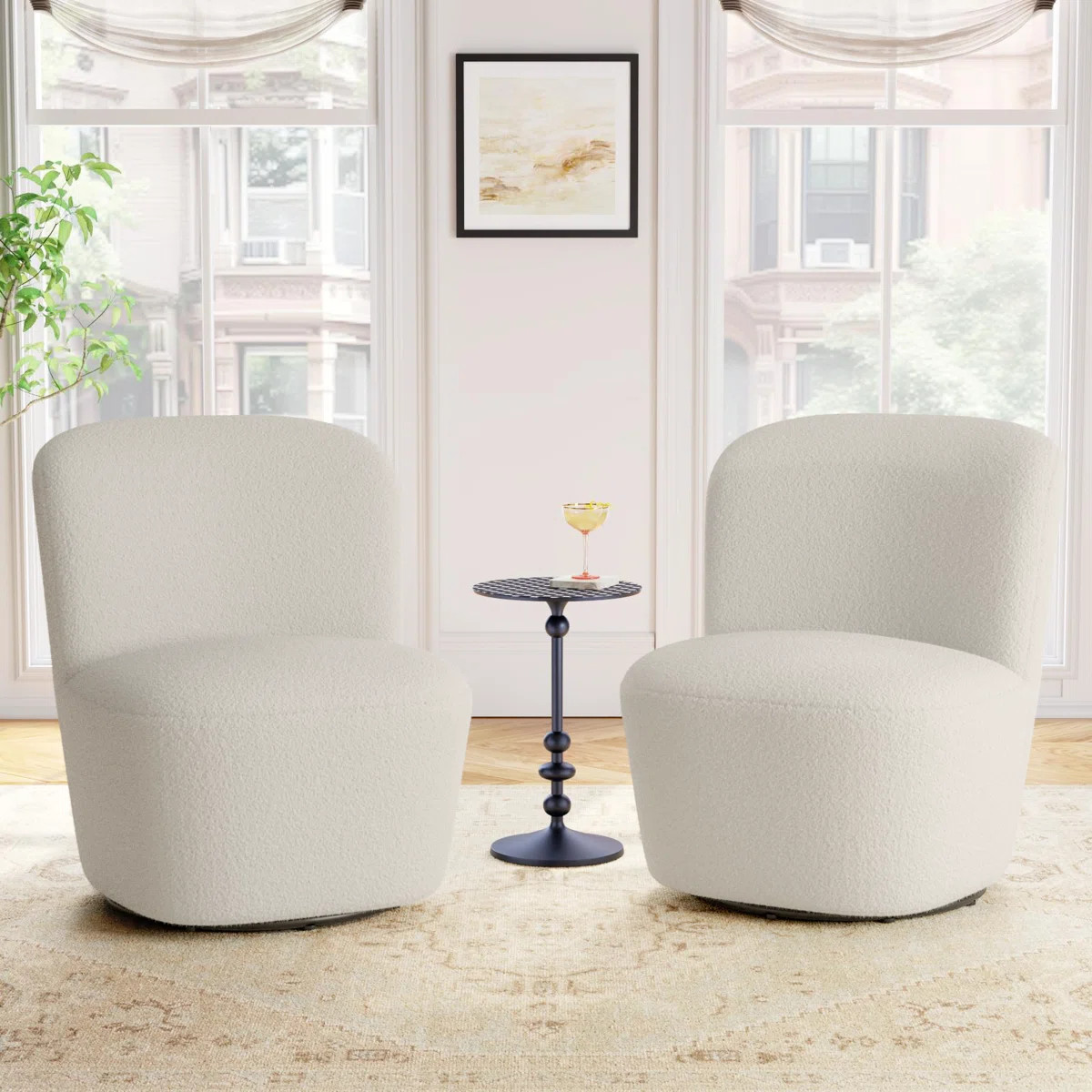 Stevie Boucle Swivel Barrel Chair (Set of 2) | Wayfair North America